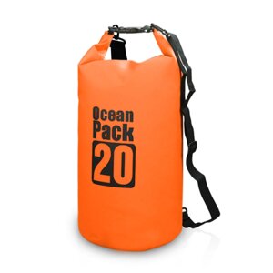 Водонепроникний гермомішок Ocean Pack 20L надміцний матеріал (ПВХ) Жовтогарячий