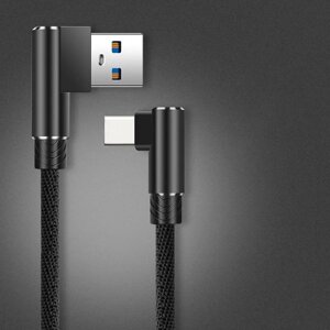 Кабель швидкого заряджання Quick Charge 2.4 A USB — Type-C 1 метр D5X Чорний. Зарядний дріт шнур для телефона