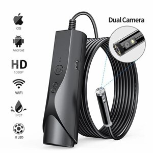 Жорсткий Wi-Fi ендоскоп із подвійною камерою Hard 8 мм FullHD 1920P 5 метрів V77 Технічний бороскоп для телефона