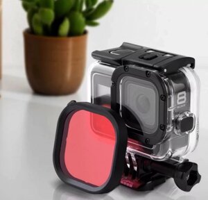 Підводний бокс із фільтром (рожевий) для GoPro Hero 8 Black SA32314