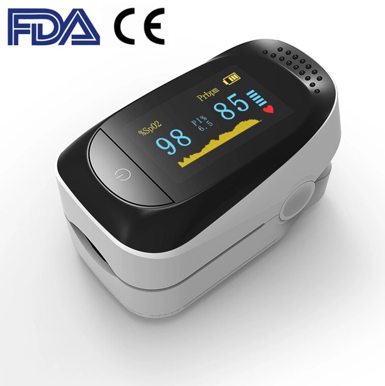 Пульсоксиметр напальний Oximeter DE4B-BW. Пульсометр оксиметр на палець. Вимірювач пульсу, кисню на палець від компанії А11 - фото 1