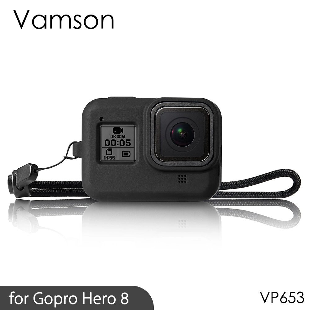 Силіконовий чохол із ремінцем для GoPro Hero 8 Black Чорний від компанії А11 - фото 1