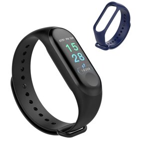 Розумний фітнес браслет з пульсометром та тонометром Smart Bracelet Mi Band M3 + ремінець 1B. Смарт годинник для спорту