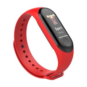 Розумний фітнес браслет з пульсометром та тонометром Smart Bracelet Mi Band M3, смарт годинник для спорту Червоний