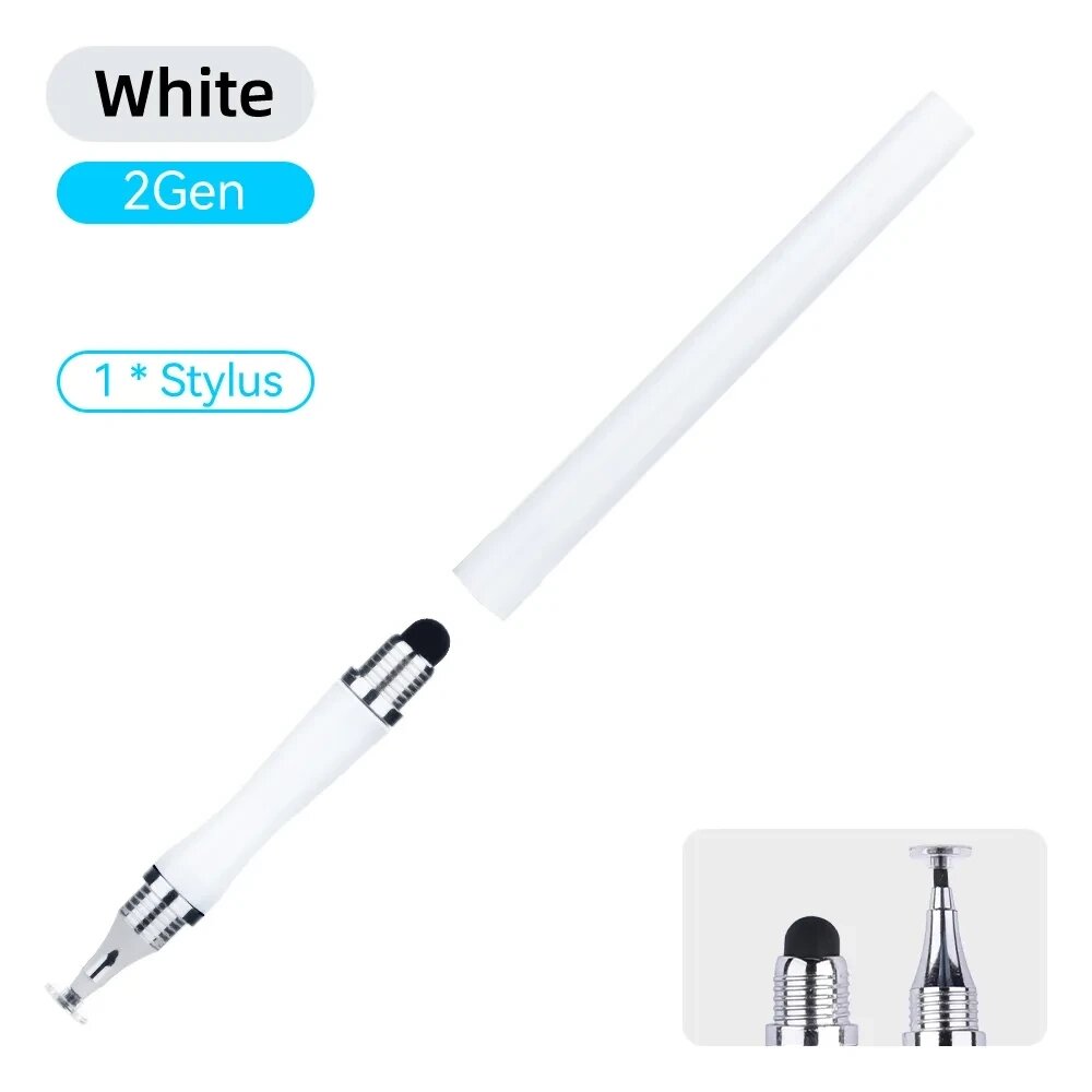 Універсальний стилус 2в1 Stylus Touch Pen для смартфона, телефона, планшета, сенсорного екрана 2CFD Білий від компанії А11 - фото 1