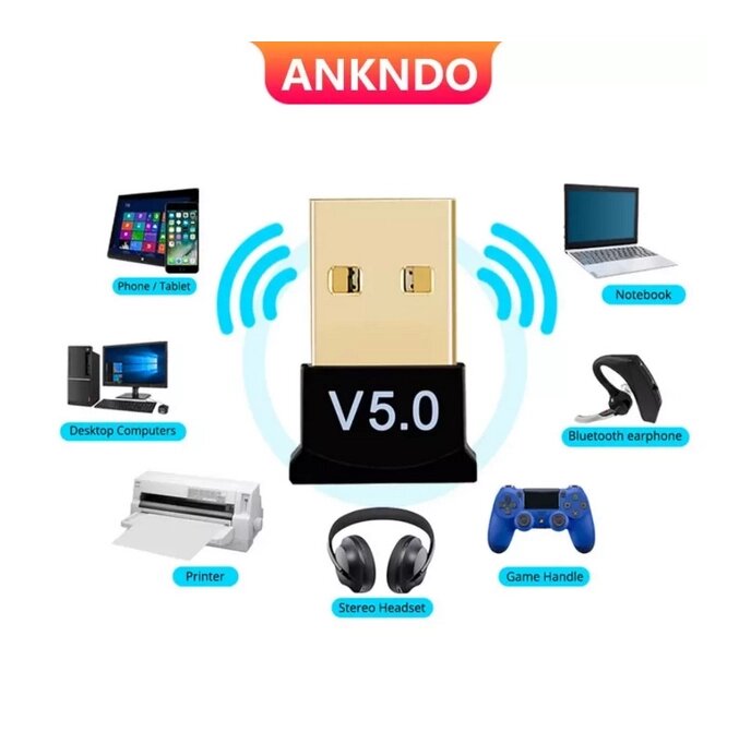 USB Bluetooth 5.0 адаптер Ankndo. ЕСБ блютус, блютуз-адаптер для комп'ютера, ПК, ноутбука D34S від компанії А11 - фото 1