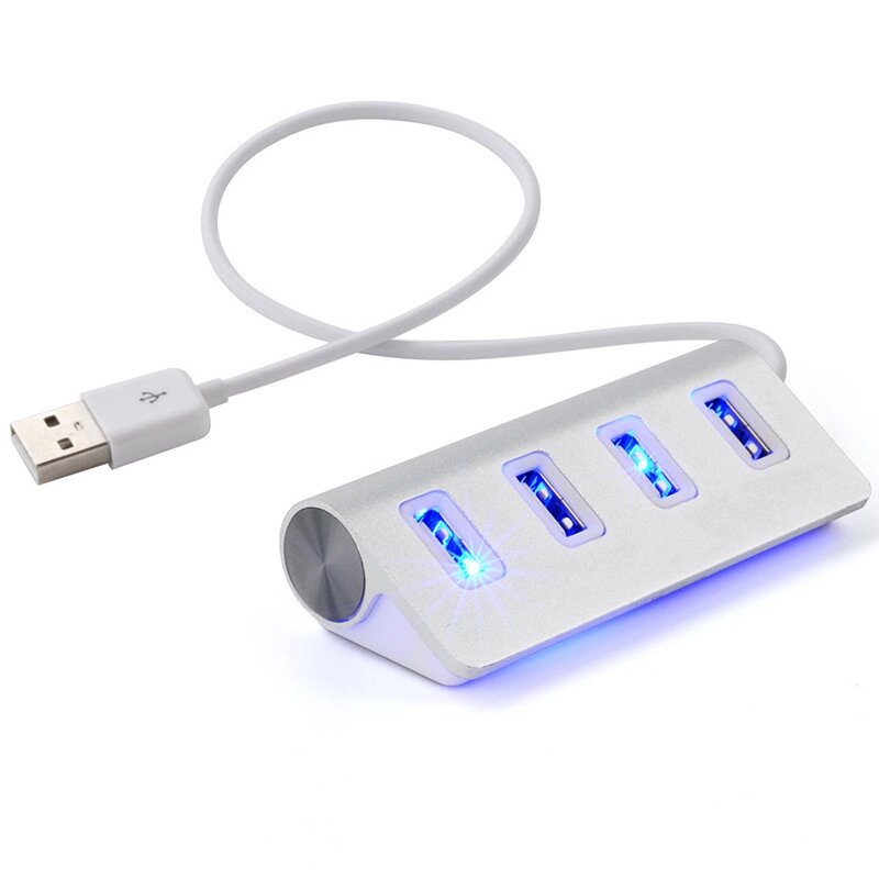 USB-hub хаб адаптер перехідник 4в1 Tiegem Aluminum LED Indicator DF0943. Концентратор зарядний пристрій від компанії А11 - фото 1