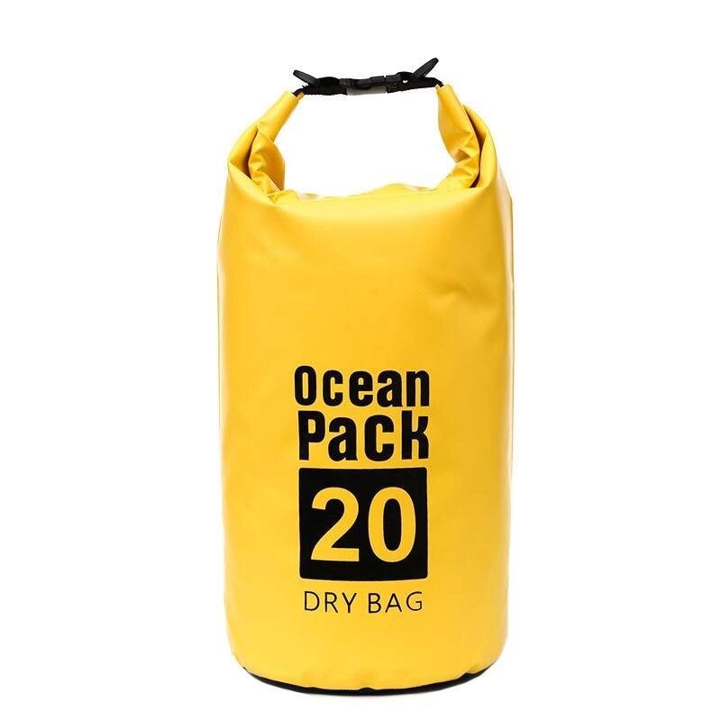 Водонепроникний гермомішок Ocean Pack 20L надміцний матеріал (ПВХ) Жовтий від компанії А11 - фото 1