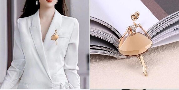 Красива брошка Балерина з великим каменем і стразами «Ballerina» від компанії FedMarket - фото 1