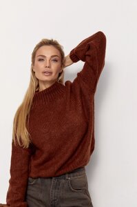 Однотонний жіночий светр оверсайз - коричневий цвет, ONE SIZE (є розміри)