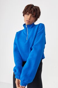 Однотонний спортивний світшот з начосом - синій цвет, S (є розміри)