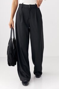 Класичні штани з подвійним поясом - чорний цвет, L (є розміри)