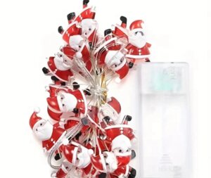 Гірлянда Санта Клаус на батарейках 2 М 20 ламп