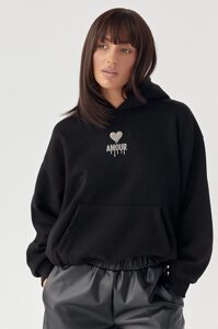 Утеплене худі з капюшоном - чорний цвет, M (є розміри)