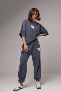 Спортивний костюм у техніці тай-дай з принтом Wang - темно-сірий цвет, L (є розміри)