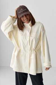 Подовжена жіноча вітрова куртка - кремовий цвет, M (є розміри)
