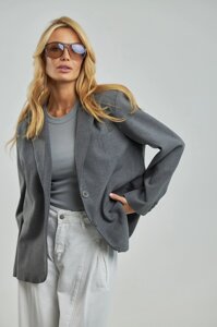 Класичний жіночий піджак із англійським коміром - сірий цвет, ONE SIZE (є розміри)