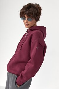 Утеплене худі на блискавці - бордо цвет, L (є розміри)