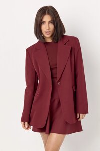 Жіночий прямий однотонний жакет - бордо цвет, L (є розміри)