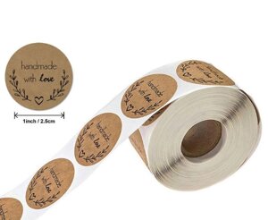 Наліпка, наклейка, стікери "Hand made with love" (15 шт)