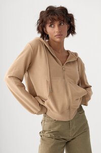 Жіноче худі на блискавці - світло-коричневий цвет, L (є розміри)