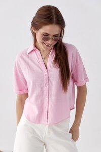 Укорочена сорочка  з напівкруглим низом - рожевий цвет, S (є розміри)