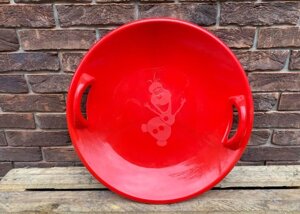 Санки-ледянка (круглі) "Сніговик" , колір червоний