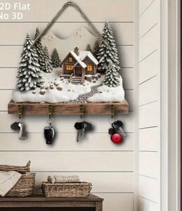 Дошка - ключниця новорічна декоративна