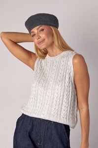 В'язана жилетка в косички з вирізом на спині - світло-сірий цвет, XS (є розміри)