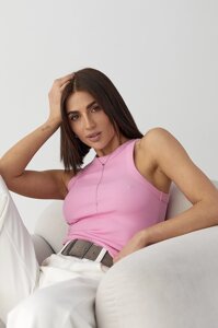 Майка в рубчик з широкою окантовкою - рожевий цвет, M (є розміри)