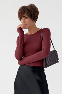 Еластичне однотонне боді - бордо цвет, L (є розміри)