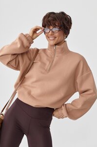 Однотонний спортивний світшот з начосом - світло-коричневий цвет, S (є розміри)