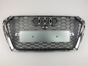 Решітка радіатора Audi A4 2015-2019гід Сіра з хром рамкою (в стилі RS)