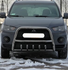 Передній захист кенгурятник нерж Mitsubishi Outlander 2010-2012