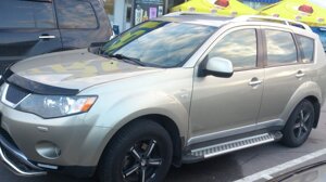 Бічні майданчики Allmond Grey (2 шт., алюм.) Mitsubishi Outlander 2006-2012