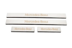 Накладки на пороги Carmos (4 шт, нерж) для Mercedes C-class W204 2007-2015рр