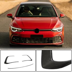 Накладки на передній бампер (для GTI HB, Сухий карбон) для Volkswagen Golf 8