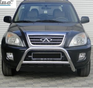 Передній захист кенгурятник без гриля з трубою WT006 нерж Chery Tiggo 2014-2017