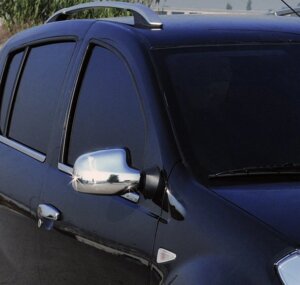 Накладки на дзеркала (2 шт) V-2 Carmos - Турецька сталь для Nissan Terrano 2014- рр
