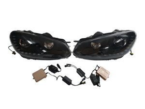 Передні фари ( Xenon GTI ) Black на Volkswagen Golf VI 2008-2012 року