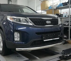 Передній захист бампера одинарний вус на Kia Sorento UM 2015-2020