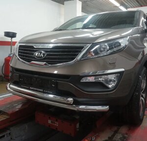 Передній захист бамеру ST014 труба d60\60 (нерж) Kia Sportage 2015-
