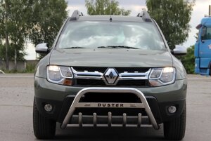 Передній захист кенгурятник з лого\без лого нержав WT003 Renault Duster 2009-2017