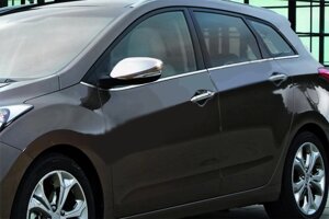 Накладки на дзеркала з вирізом під поворот (2 шт., нерж) ABS - Хромований пластик
