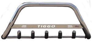 Передній захист кенгурятник з лого\без лого WT004\3 (нерж.) Chery Tiggo 2005-2013