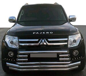 Передній захист ST015-9 нерж Mitsubishi Pajero Wagon IV