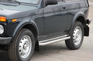 Бічні пороги площадки Premium (2 шт. нерж) Lada Niva 2121 (1985-)