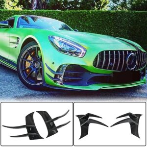 Накладки на передній бампер V2 (для GT R 2016-2019, Сухий карбон) для Mercedes AMG GT C190/R190