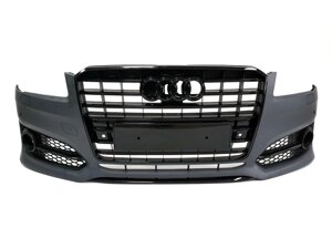 Передній бампер у стилі S-Line на Audi A8 D4 2014-2017 (Чорний )