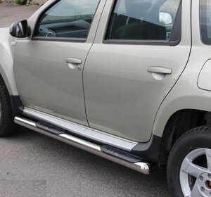 Пороги труби d60 з накладками кінцевик круглий\скош 2 шт нерж Ford Kuga 2008-2013